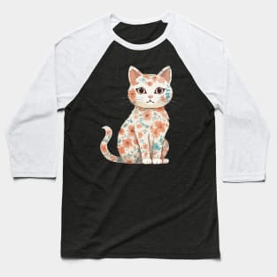 Cat in Lotus Tattoo Baseball T-Shirt